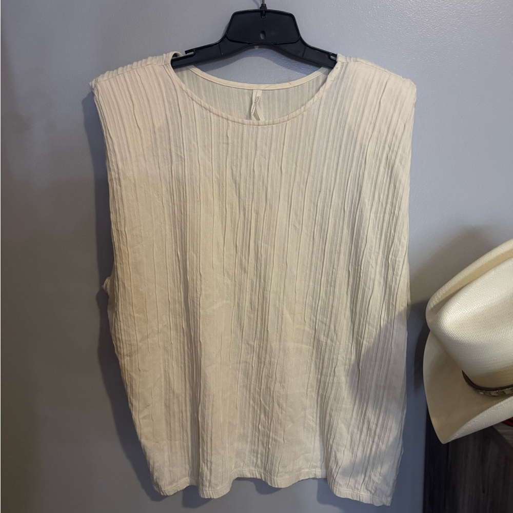 Anthropologie Cream Pleated Blouse